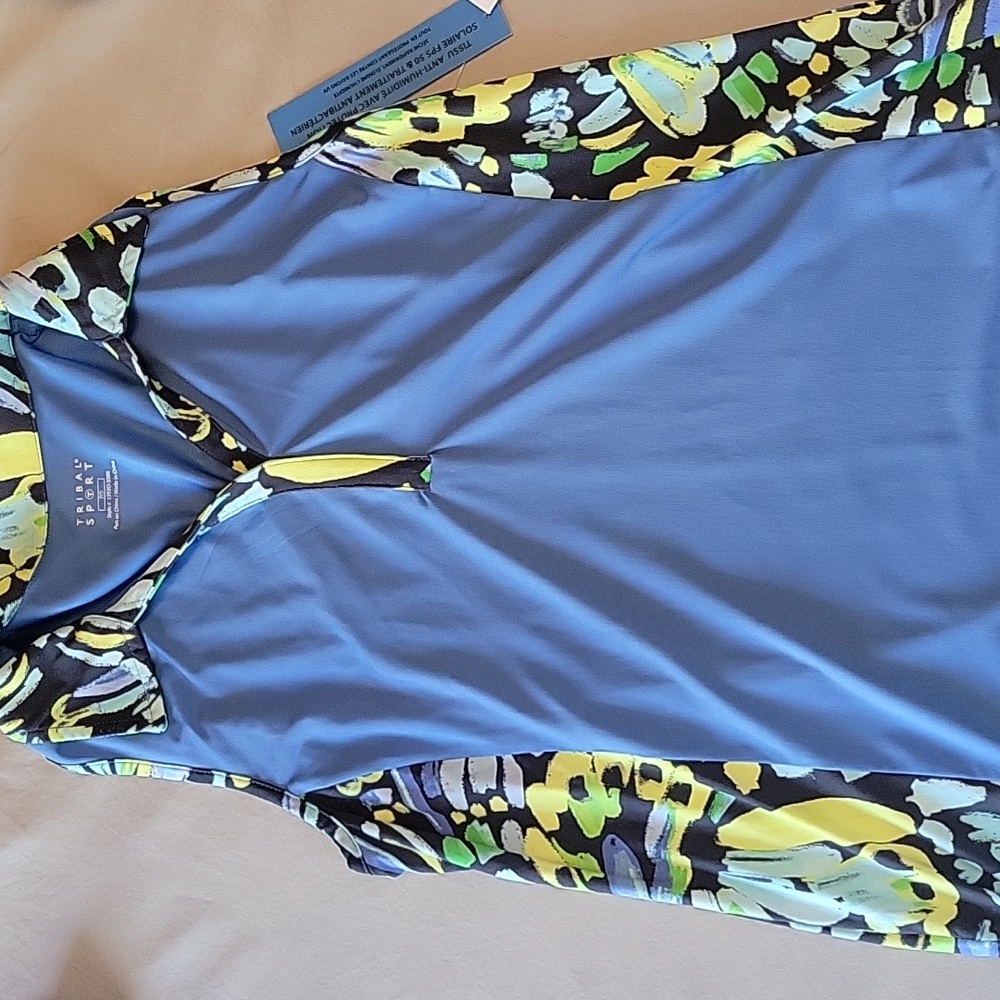 Blue and Floral Sleeveless Top